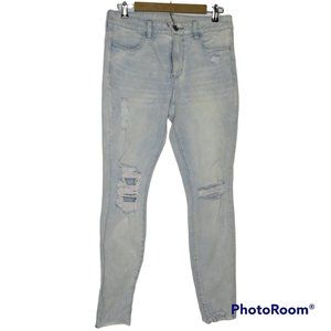 AE American Eagle 360 Next Level Stretch  Distressed Raw Hem Hi-Rise Jegging